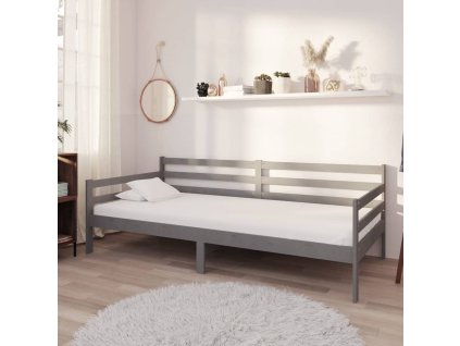 Válenda s matrací 90 x 200 cm šedá masivní borové dřevo 3083596