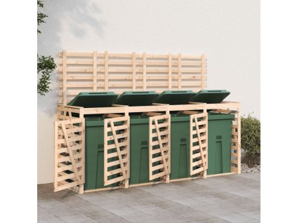 Úložný box na čtyři popelnice masivní borové dřevo 3157697