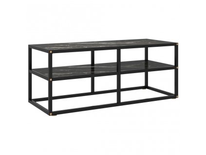 TV stolek černý s černým mramorovým sklem 100 x 40 x 40 cm 322858