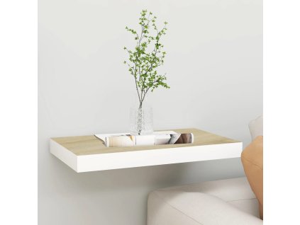 Plovoucí nástěnná police dub a bílá 40 x 23 x 3,8 cm MDF 326570