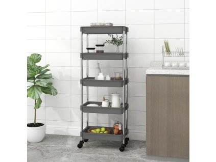 Kuchyňský vozík s 5 patry šedý 42x29x128 cm železo a ABS 336333