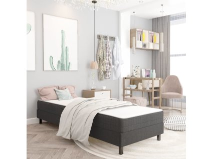 Postel boxspring šedá textil 80 x 200 cm 287452
