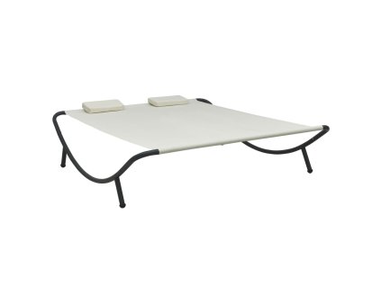 Zahradní lehátko textil krémové 48074