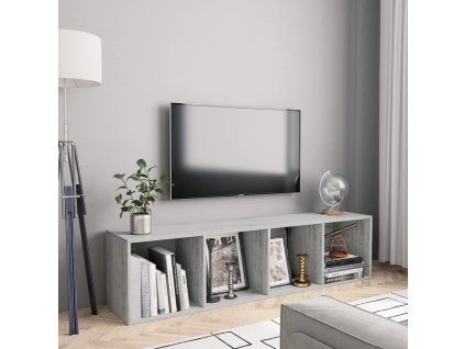 Knihovna/TV skříňka betonově šedá 143x30x36 cm 800265
