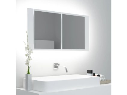 LED koupelnová skříňka se zrcadlem bílá 90 x 12 x 45 cm akryl 804972