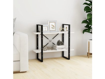 Knihovna se 2 policemi bílá 80 x 30 x 70 cm masivní borovice 806453