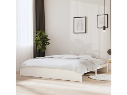 Rám postele bílý masivní dřevo 200 x 200 cm 814970