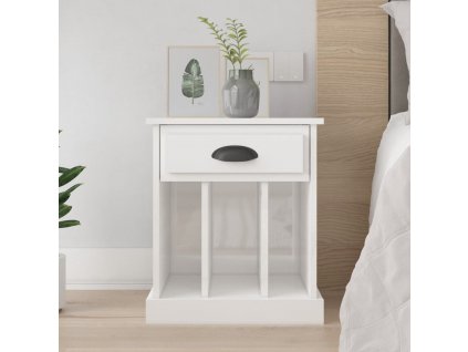 Noční stolek bílý s vysokým leskem 43 x 36 x 50 cm 816348