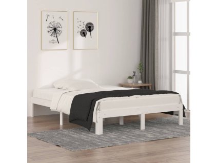 Rám postele bílý masivní dřevo 135 x 190 cm dvojlůžko 810341