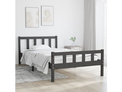 Rám postele šedý masivní dřevo 100 x 200 cm 810671