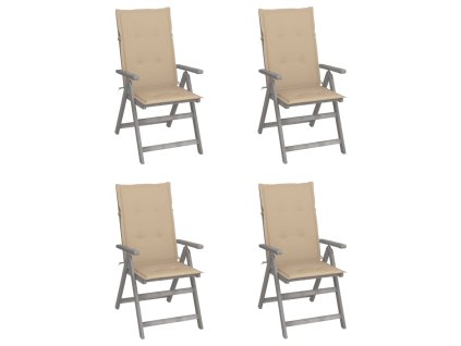 Zahradní polohovací židle s poduškami 4 ks masivní akácie 3065380