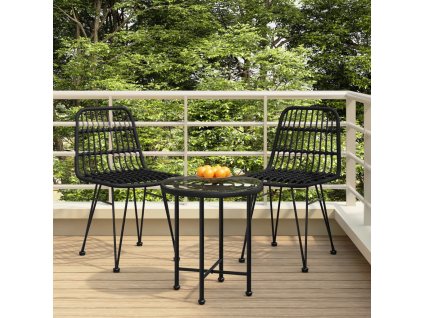 3dílný zahradní jídelní set černý polyratan 3157832