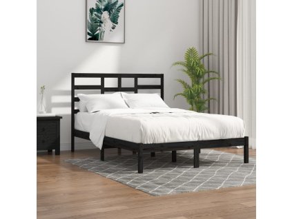 Rám postele černý masivní dřevo 140 x 190 cm 3105779