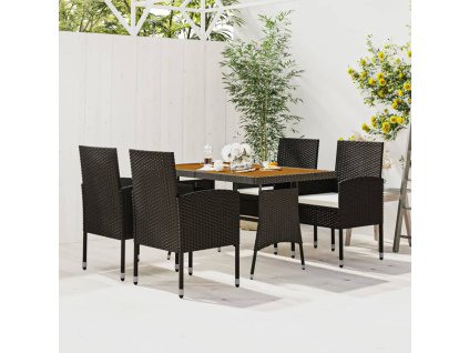 5dílný zahradní jídelní set polyratan černý 3120098