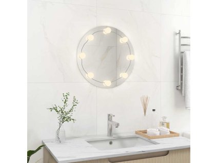 Nástěnné zrcadlo s LED osvětlením kulaté sklo 3078639