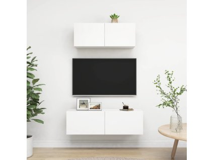 2dílný set TV skříněk bílý kompozitní dřevo 3078702
