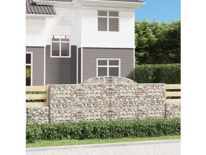 Klenuté gabionové koše 9 ks 300x50x120/140cm pozinkované železo 3146726