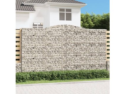 Klenuté gabionové koše 4 ks 400x30x220/240cm pozinkované železo 3146946