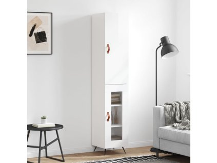 Skříň highboard bílá s vysokým leskem 34,5x34x180 cm kompozit 3199019