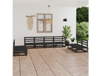 8dílná zahradní sedací souprava černá masivní borovice 3075433