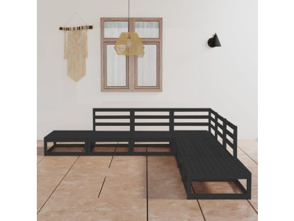 7dílná zahradní sedací souprava černá masivní borovice 3075508