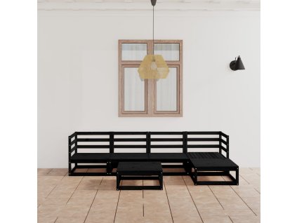 6dílná zahradní sedací souprava černá masivní borovice 3075543