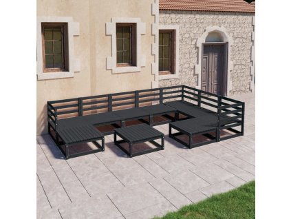 10dílná zahradní sedací souprava černá masivní borovice 3075763