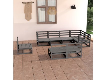 8dílná zahradní sedací souprava šedá masivní borovice 3075626