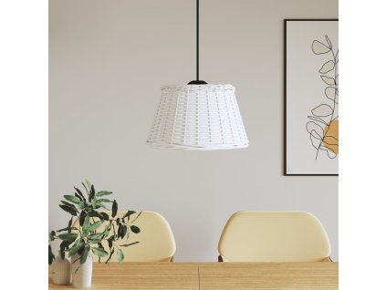 Stínidlo na lustr bílé Ø 50 x 30 cm proutěné 364371