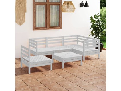 6dílná zahradní sedací souprava masivní borovice bílá 3082723