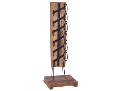 Stojan na víno na 6 lahví 35 x 35 x 100 cm masivní teakové dřevo 288809