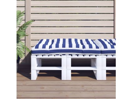 Poduška na palety modré a bílé pruhy 120 x 80 x 12 cm textil 360528