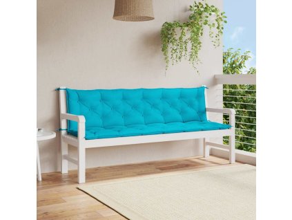 Podušky na zahradní lavici 2 ks tyrkysové 200x50x7 cm textil 361753