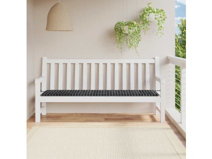 Poduška na zahradní lavici černá károvaná 200x50x4 cm textil 361202