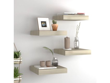 Plovoucí nástěnné police 4 ks dub 23 x 23,5 x 3,8 cm MDF 323867