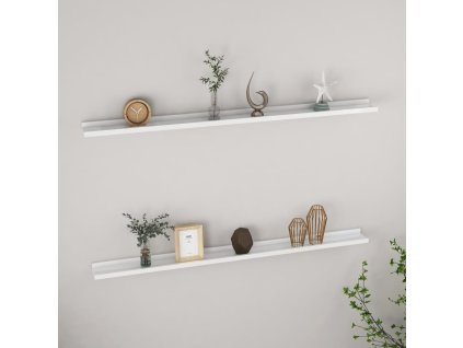 Nástěnné police 2 ks bílé s vysokým leskem 115 x 9 x 3 cm 326652