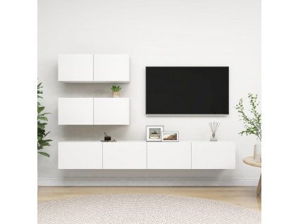 4dílný set TV skříněk bílý kompozitní dřevo 3078711