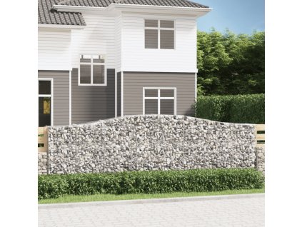 Klenuté gabionové koše 4 ks 400x50x120/140cm pozinkované železo 3145971