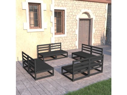 8dílná zahradní sedací souprava černá masivní borovice 3075273