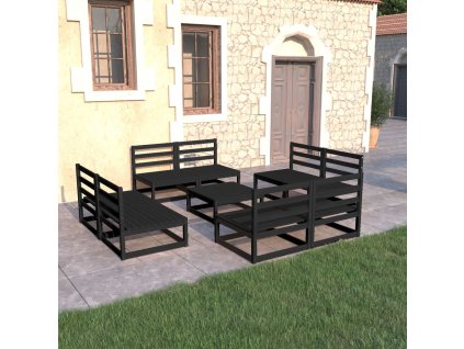 9dílná zahradní sedací souprava černá masivní borovice 3075278