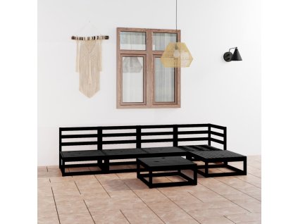 6dílná zahradní sedací souprava černá masivní borovice 3075523