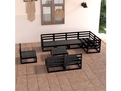 9dílná zahradní sedací souprava černá masivní borovice 3075633