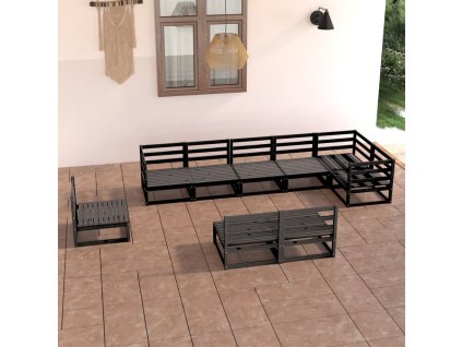 9dílná zahradní sedací souprava černá masivní borovice 3075638