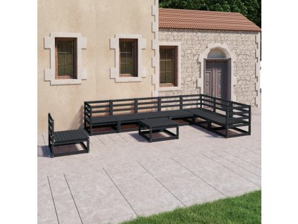 9dílná zahradní sedací souprava černá masivní borovice 3075783