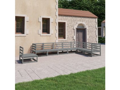 8dílná zahradní sedací souprava šedá masivní borovice 3075776
