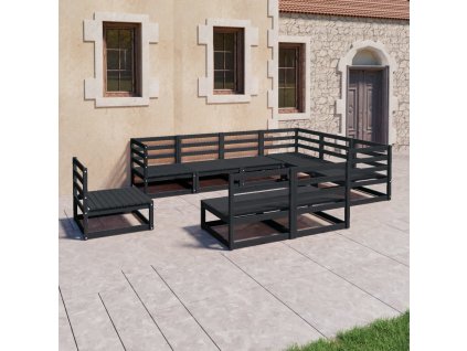 9dílná zahradní sedací souprava černá masivní borovice 3075788