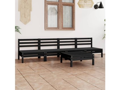 5dílná zahradní sedací souprava černá masivní borovice 3082491