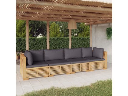 4dílná zahradní sedací souprava s poduškami masivní teak 3100868