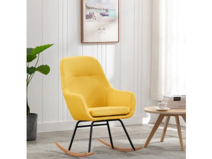 Houpací křeslo hořčicově žluté textil 289544