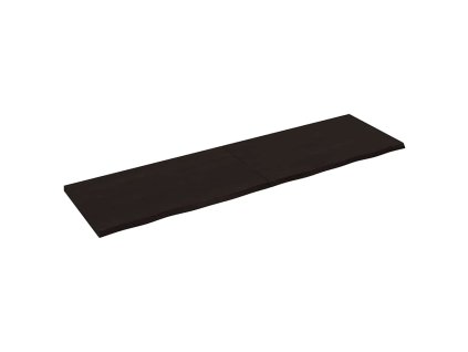 Nástěnná police tmavě hnědá 220x60x(2-4)cm ošetřený masivní dub 363858